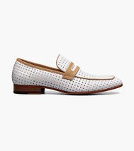 Stacy Adams Winstead Moc Toe Saddle Slip On Summer Shoes White 25704-100 image 2
