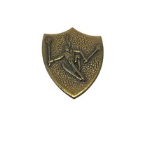 Vintage Ski Brooch Downhill Skier Pin Lapel Hat Pin Skiing Racing Winter Shield - £17.93 GBP