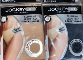 Jockey Life ~ 4-Pack Womens Slimming Seamless Thongs Black Beige ~ 2XL - £20.72 GBP