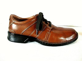 Clarks Collection Brown Leather Casual Lace Up Oxford Shoes Mens 7.5 M (SM1)pmg1 - £19.95 GBP