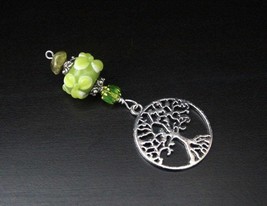 Peridot Lime Petals Lace Tree of Life Blessingway bead - Mother Blessing, baby s - £11.80 GBP