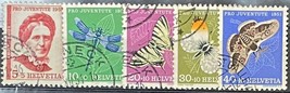 Switzerland B207-B211 Used Semi-Postal Butterflies Insects Moth ZAYIX 011222S20M - £6.45 GBP