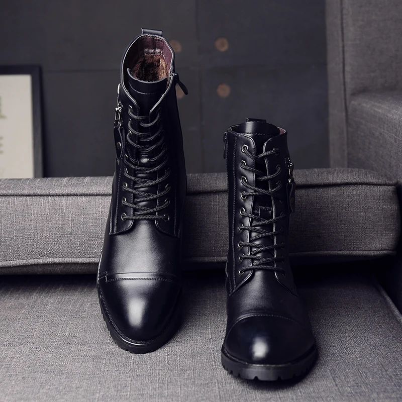 Winter Men  Leather   Boots  Fashion High-top  Shoes Ankle Boots Men Mar... - $136.01