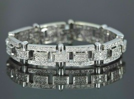 13.10Ct Round Cut Simulated Diamond Men&#39;s Tennis Bracelet 925 Silver Gold Plated - £249.19 GBP