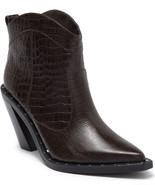 REBECCA MINKOFF $298 Nanine Croc-Embossed Leather Western Boot Brown Sz ... - £97.77 GBP
