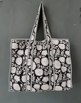 100% Pure Cotton Hand Block Floral Print Handmade Kantha Tote Shopping Bag - £39.15 GBP