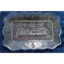 Last Supper Religious Glass Plate Bread Tray 11 X 7 Vintage Tiara Indian... - €10,08 EUR