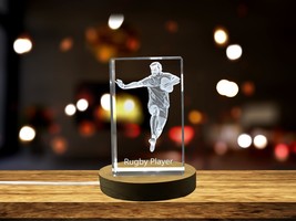 LED Base included | Rugby Player 3D Engraved Crystal 3D Engraved Crystal - £31.46 GBP+