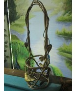 Metal Basket Leaves And Birds 15&quot; Tall Basket Handmade - $75.81 CAD