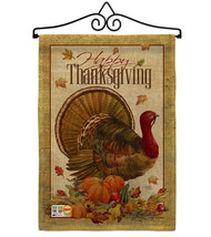 Thanksgiving Turkey Burlap - Impressions Decorative Metal Wall Hanger Garden Fla - £27.38 GBP