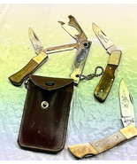 Vintage group of 3 parker knife and a leather case with odd knife - £39.18 GBP