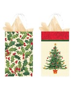 Nostalgic Christmas Tree and Holly 2 Ct Paper Gift Bags - £2.52 GBP