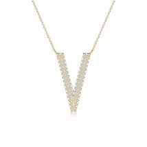 ANGARA Lab-Grown 0.24Ct Diamond Capital &quot;V&quot; Initial Pendant Necklace in 14K Gold - £511.26 GBP