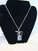 Gothic Fashion Skeleton with Wings RIP Tombstone Silver Necklace Chain 10&quot; Long - £8.81 GBP