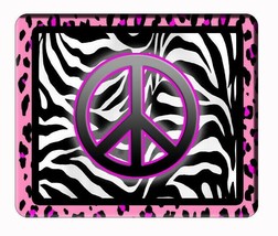 Peace sign, pink cheetah and zebra background computer, laptop,iPad,  mouse pad - £9.43 GBP