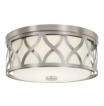 Hampton Bay Montrose Flush Mount Round 14 inch 3 Light Fixture Brushed N... - £31.65 GBP