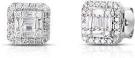 2.50 Ct Baguette Cut CZ Diamond Unisex Stud Earrings 14K White Gold Finish - £68.73 GBP