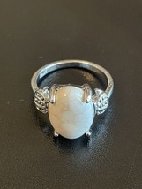 White Gemstone S925 Sterling Silver Statement Woman Ring Size 7 - $12.87