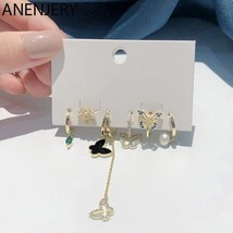 ANENJERY Silver Color Zircon Butterfly Tassel Ear Clip Earrings For Women Charmi - £15.45 GBP