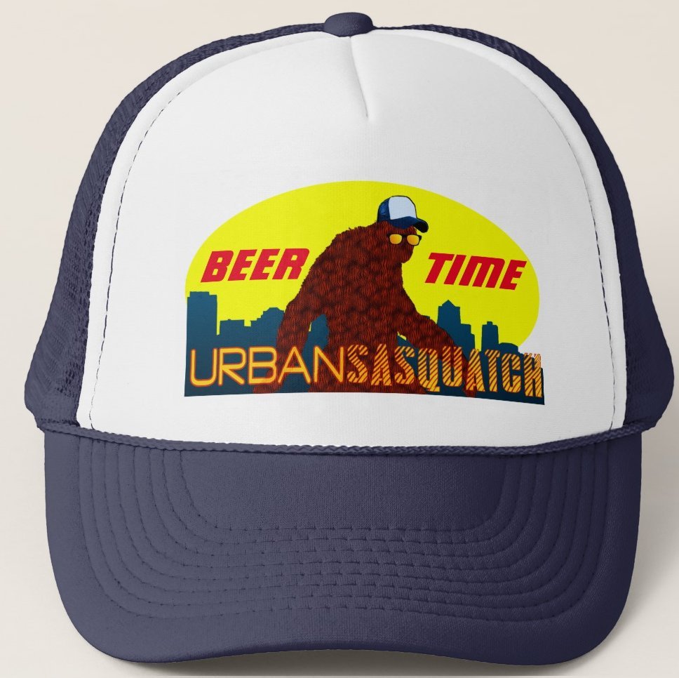 Urban Sasquatch BEER TIMEl Trucker Hat - Navy Blue