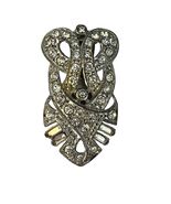 Vintage Art Deco Style Rhinestone Dress Clip Fur Clip Silver Tone 1.75" - $28.80