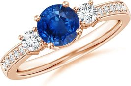 2.50 Ct Round Cut Blue Sapphire Solitaire Engagement Ring 14k Rose Gold Finish - £79.92 GBP