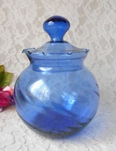 Vintage Empoli Murano Jar with Lid Cobalt Blue Hand Blown Italian Art Glass 7&quot; H - £17.69 GBP