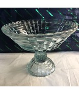 JEANNETTE IRIDESCENT LOUISA BLUE FOOTED COMPOTE FRUIT BOWL / ~CIRCA 1957... - $18.70