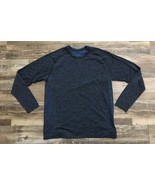 Lululemon Mens Shirt XL Blue Metal Vent Long Sleeve Heather Stretch Logo - $25.02