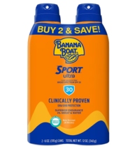 Banana Boat Sport Ultra Clear Sunscreen Spray SPF 30 6.0oz x 2 pack - £40.11 GBP