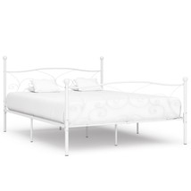 Bed Frame with Slatted Base White Metal 200x200 cm - £98.81 GBP