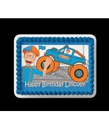 Blippi Monster Truck Custom Edible Birthday Cake Topper/ Peel like a sti... - £7.83 GBP