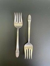 Lot 2 1847 Rogers Bros First Love 1937 Silverplate 6¼&quot; Dessert Chipped Beef Fork - £19.59 GBP