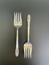 Lot 2 1847 Rogers Bros First Love 1937 Silverplate 6¼&quot; Dessert Chipped Beef Fork - £18.69 GBP