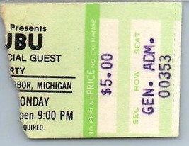 Vintage Pere Ubu Ticket Stub April 9 1979 Ann Arbor Michigan - $79.19