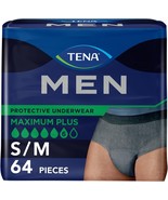 TENA Incontinence Maximum Plus  Underwear for Men,  Small/ Medium, 64 Count - €36,86 EUR