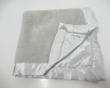 Elegant Baby small gray lovey Security Blanket Silver Satin trim back 20... - $24.74