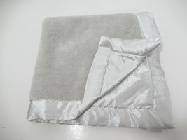 Elegant Baby small gray lovey Security Blanket Silver Satin trim back 20&quot; square - £19.46 GBP