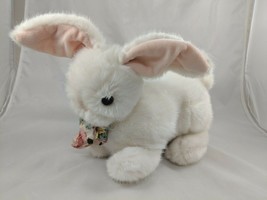 Dakin Rabbit Plush Bunny 11 Inch 1990 Flower Bow Stuffed Animal toy - £13.08 GBP