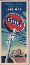 1940s Gulf Oil Company Arkansas Louisiana Mississippi Road Info-Map Fold... - £3.14 GBP