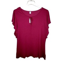 NWT Old Navy Size XL Red Wine Short Fluttered Sleeve Blouse - £15.98 GBP