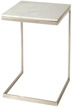 End Table Side Modern Contemporary Distressed Brushed Nickel White Silver Iron - £600.33 GBP