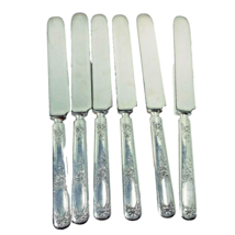 6 Antique 1835 R Wallace 12 DWT Silver Plate Butter Knives 9 1/4&quot; Long USED - £11.84 GBP