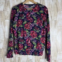 Lands End Sweater Cardigan Size M 10-12 Cottagecore Romance Rose Supima ... - $465.00 MXN