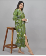 Indian Tiger Printed 100% Cotton Robe Long Kimono Sleepwear Night Kimono... - €19,62 EUR