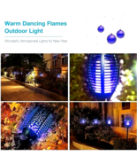 Solar Powered Garden Lights 33 LED Flickering Blue Light Tiki Torch Wate... - $26.68