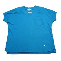 Monarch Knits Shirt Womens L Blue Plain Pocket Crew Neck Short Sleeve Tee - £18.18 GBP