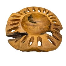 Hand Carved Indonesian 16&quot; Solid &amp; Raw Wood Articulated Bowl Vintage EUC - £58.78 GBP