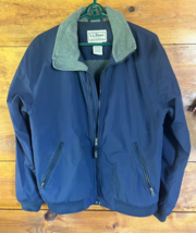 LL Bean Fleece Lined Jacket Mens Small Reg Full Zip Pockets Insulated Bl... - £32.20 GBP