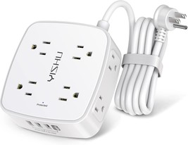6 Ft Surge Protector Power Strip - 8 Widely Outlets with 4 USB Ports, 3 ... - $24.88 CAD
